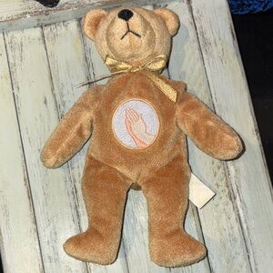 Prayer Bear with Embroidered Patch 9 inches